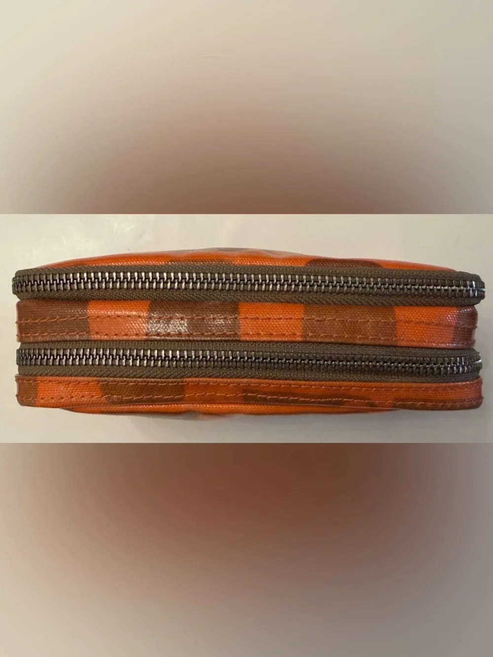 Vintage Orla Kiely Coated Cotton Cups Pouch Orange Cosmetic Pencil Case - Picture 3 of 14